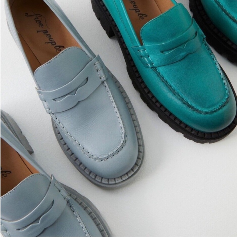 Free People Buttery Leather Lyra Lug Sole Loafers US Size 9 or Euro Size 39.5